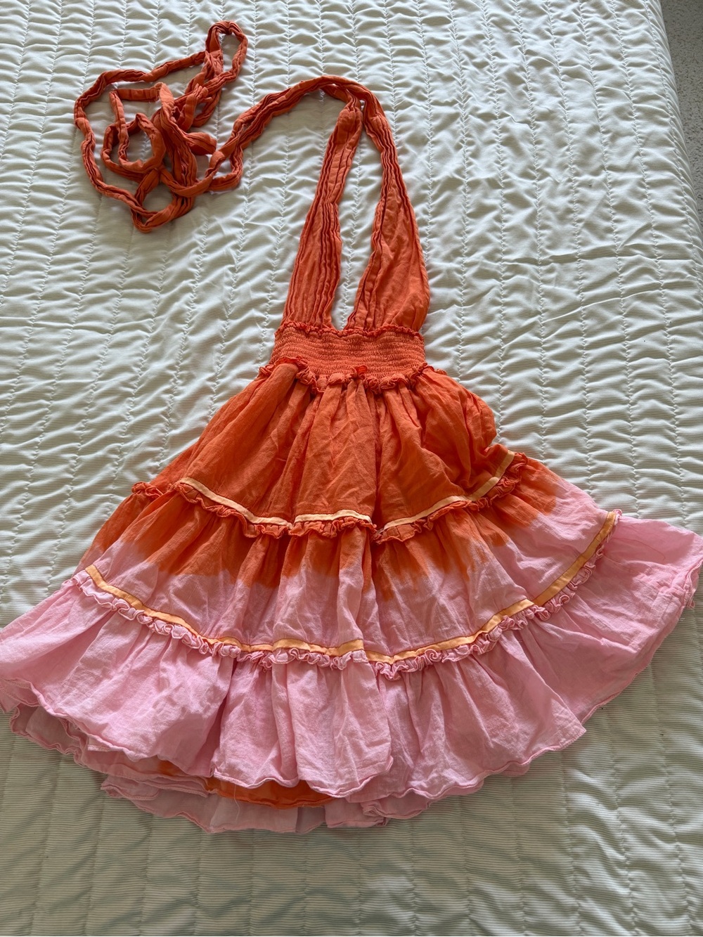 Orange and Pink Tiered Dress